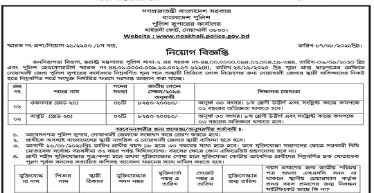 পুলিশ সুপারের কার্যালয়ের নতুন নিয়োগ বিজ্ঞপ্তি প্রকাশ
