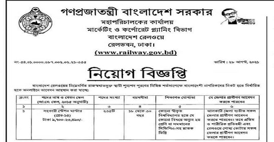 ২৩৫ পদে বাংলাদেশ রেলওয়ের নতুন নিয়োগ বিজ্ঞপ্তি প্রকাশ