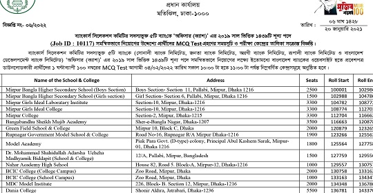 ১৪৩৯ পদের সমন্বিত পাঁচ ব্যাংকের (MCQ) পরীক্ষার সময়সূচী প্রকাশ