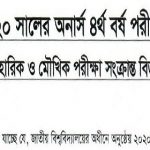 ২০২০ সালের অনার্স ৪র্থ বর্ষের ব্যবহারিক ও মৌখিক পরীক্ষার সময়সূচী প্রকাশ