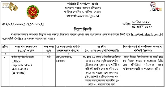 ১৩৮ পদে বাংলাদেশ সমরাস্ত্র কারখানার নতুন নিয়োগ বিজ্ঞপ্তি প্রকাশ