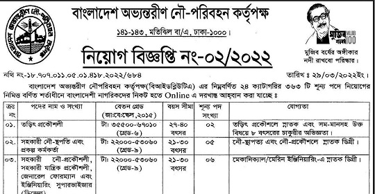 ৩৬৩ পদে বাংলাদেশ অভ্যন্তরীণ নৌ-পরিবহন কর্পোরেশন এর নতুন নিয়োগ বিজ্ঞপ্তি প্রকাশ