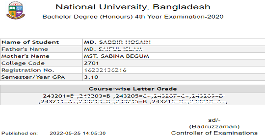 ২০২০ সালের অনার্স ৪র্থ বর্ষের পরীক্ষার ফলাফল প্রকাশ