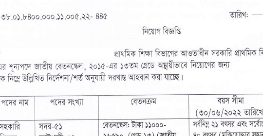 প্রাথমিকের সহকারী শিক্ষক পদে নতুন নিয়োগ বিজ্ঞপ্তি প্রকাশ (রাঙ্গামাটি পার্বত্য জেলা)