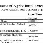 ১৩৫৭ পদে কৃষি সম্প্রসারণ অধিদপ্তরের পরীক্ষার কেন্দ্রতালিকা ও আসন বিন্যাস প্রকাশ