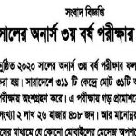 ২০২০ সালের অনার্স ৩য় বর্ষের পরীক্ষার ফলাফল প্রকাশ