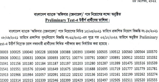 বাংলাদেশ ব্যাংকের MCQ পরীক্ষার ফলাফল ও লিখিত পরীক্ষার সময়সূচি প্রকাশ