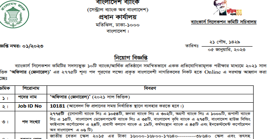 ২৭৭৫ পদে সমন্বিত ১০ ব্যাংকের চাকরির নতুন নিয়োগ বিজ্ঞপ্তি প্রকাশ