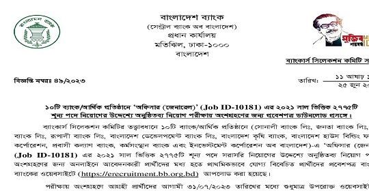 ২৭৭৫ পদে সমন্বিত ১০ ব্যাংকের চাকরির পরীক্ষার এডমিট কার্ড ডাউনলোড প্রকাশ